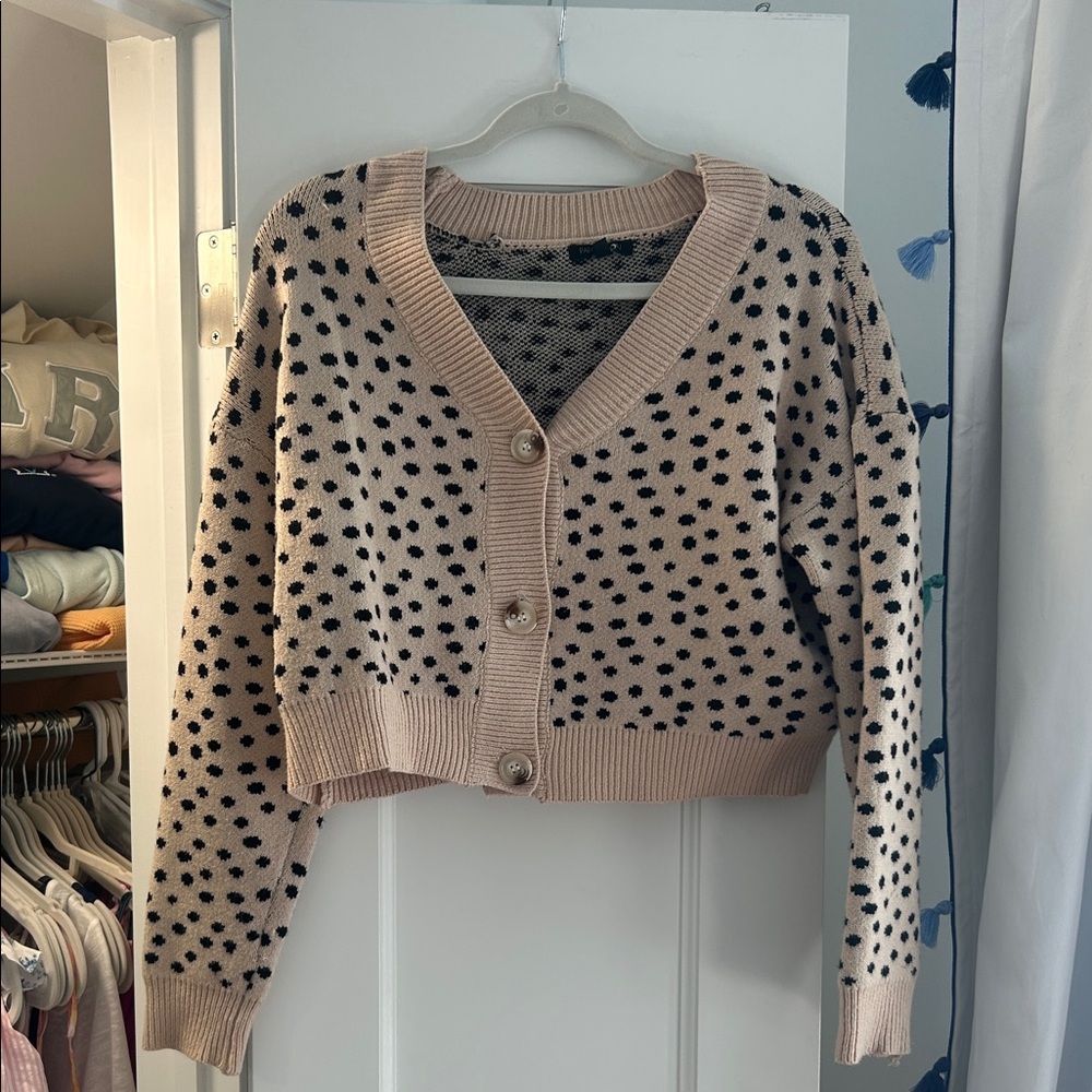 Polka Dot V-Neck Cardigan Sweater